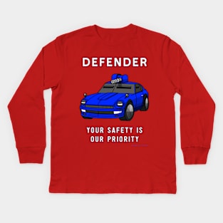 Defender, Car for the Dystopian Future. Kids Long Sleeve T-Shirt